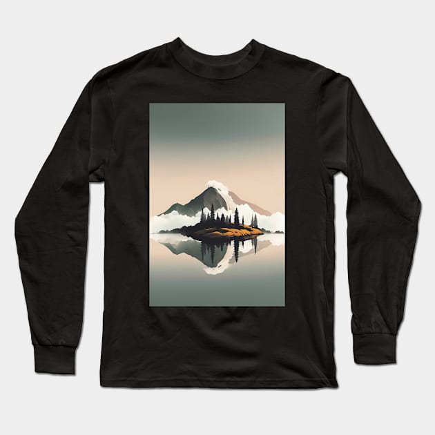 Aesthetic Simple Landscape Minimal Art Minimalist Artwork Long Sleeve T-Shirt by PlimPlom